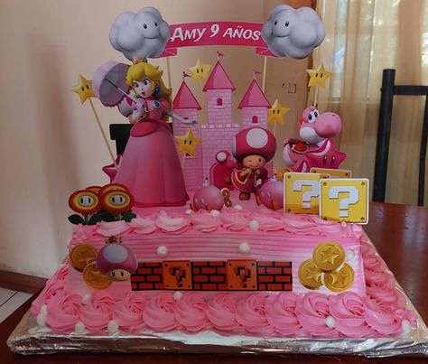 Pastel Princesa Peach, Princesa Peach, Mario Bros, Lilo And Stitch, Aurora, Mario, Pastel, Birthday, Mariana