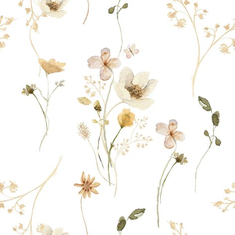 Delicate Floral Wallpaper. Yellow. Watercolor. Peel and Stick Traditional Wallpaper Options. Removable. Accent Wall. Bedroom. Dining Room - Etsy Floor Graphics, Floral Cards Design, Yellow Watercolor, Accent Wall Bedroom, Wall Bedroom, Paint Brands, Soft Beige, Vinyl Wallpaper, Watercolor Pattern