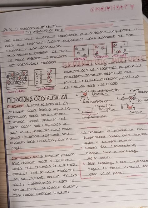 Pure Substances And Mixtures, Gas Laws Chemistry, Gcse Chemistry Revision, Separating Mixtures, Chemistry Revision, Gcse Chemistry, Gcse Revision, Revision Notes, Chemistry Notes