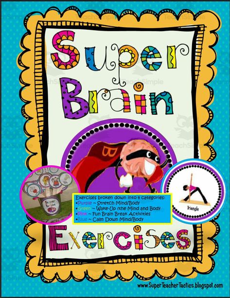 Brain Exercises - An Innovative Teaching ResourceThe "Brain Exercises" resource is a comprehensive teaching tool designed for educators. It can optimize student concentration and focus through easy-to-implement physical activities. With over 40 innovative "Brain Breaks" exercises, this resource offers an effective way to re-energize students when they are finding it hard to concentrate.Each exercise takes only a few minutes, yet is proficient at reigniting the attentiveness of students toward... Book Basket Labels, Feeling Restless, Brain Exercises, Book Basket, Library Labels, Brain Based Learning, Back To School Sale, Fun Brain, Super Teacher