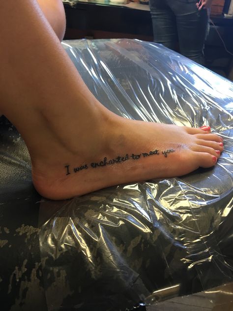 "I was enchanted to meet you" Taylor Swift #foottattoos #taylorswift #tatto I Was Enchanted To Meet You Tattoo, Taylor Swift Enchanted Tattoo, Enchanted Taylor Swift Tattoo, Enchanted Tattoo Taylor Swift, Enchanted Tattoo, Taylor Swift Enchanted, Taylor Swift Tattoo, Foot Tattoos, Cute Tattoos