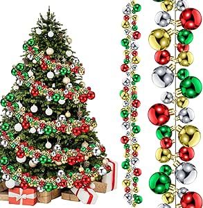 Bulb Garland Christmas, Sports Christmas Tree Ideas, Christmas Ball Garland, Garland Christmas Tree, Xmas Fireplace, Ball Wreath, Ball Garland, Christmas Tree Decorations Diy, Shatterproof Ornaments