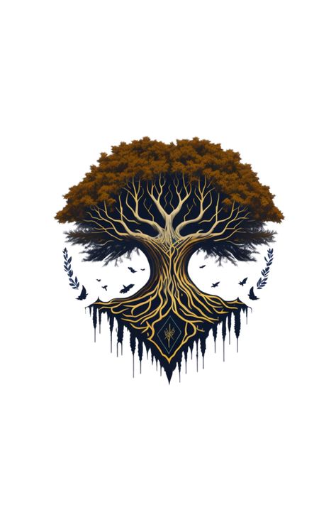 Experience the mystical power of Yggdrasil with this stunning artwork. Inspired by Norse mythology, this design features intricate details and vibrant colors that make it a perfect addition to any home decor. Get this fine art print to bring a touch Nordic Knotwork, Yggdrasil Art, Thigh Sleeve Tattoo, Norse Mythology Tattoo, Thigh Sleeve, Tattoo Pics, Tree Tattoos, Wolf Images, Norse Myth