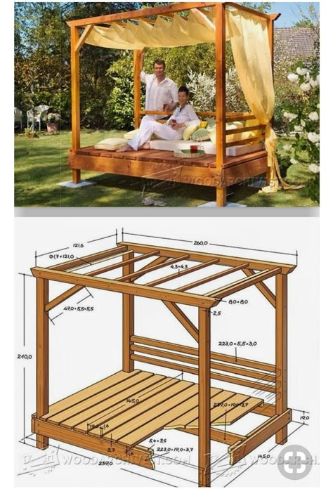 Diy Daybed, Pergola Design, Outdoor Daybed, Pergola Designs, Backyard Oasis, Diy Outdoor Furniture, Outdoor Projects, Patio Ideas, Outdoor Ideas