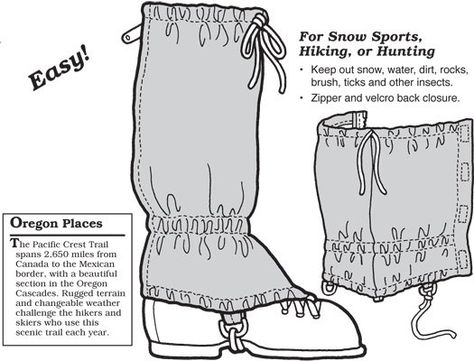 GP301 - Gaiters Gaiters Pattern How To Make, Boot Gaiters Pattern, Hiking Gaiters, Men Pants Pattern, Riding Skirt, Leg Gaiters, Boots Patterns, Green Pepper, Vest Pattern