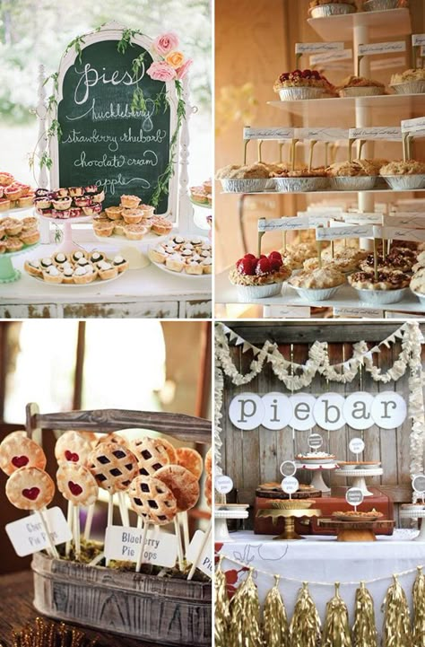 Tasty pie bars | See more great wedding food ideas on www.onefabday.com Wedding Food Ideas, Wedding Food Stations, Buffet Dessert, Wedding Pie, Table D Hote, Dessert Bar Wedding, Reception Food, Colourful Wedding, Pie Bars