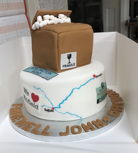 Moving home cake Moving Cake, Cakepops Ideas, Home Cake, Chef Cake, Farewell Party, Farewell Parties, Moving Home, Cake Inspo, Cakepops