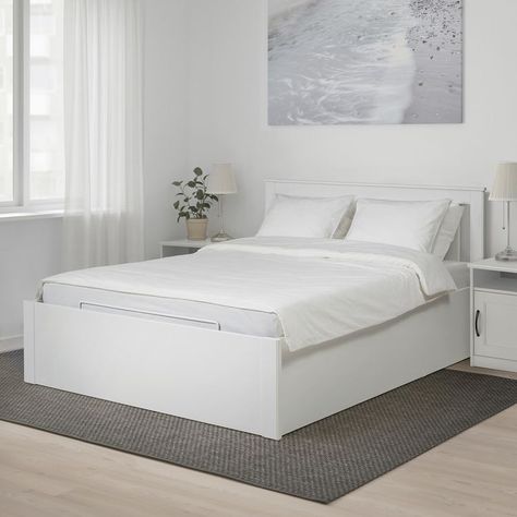 Songesand Bed, Cama Ikea, Ikea Italia, Aesthetic Bedroom Ideas, White Room Decor, Ikea Bedroom, Deco Bedroom, Ikea Bed, Christmas Decor Inspiration