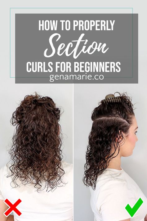 How to Section Curly Hair when Styling for Beginners - Gena Marie How To Section Curly Hair, Curly Hair Parting, Future Nails, Fine Curly Hair, Curl Definition, Wavy Curls, 50 Hair, Split Hair, Tight Curls