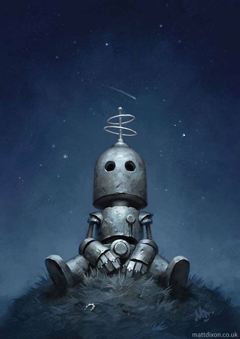 Matt Dixon's Lonely Robots My Lonely Robots Experiencing The Quiet Wonder Of The World | Bored Panda Matt Dixon, A Robot, Night Sky, Stars