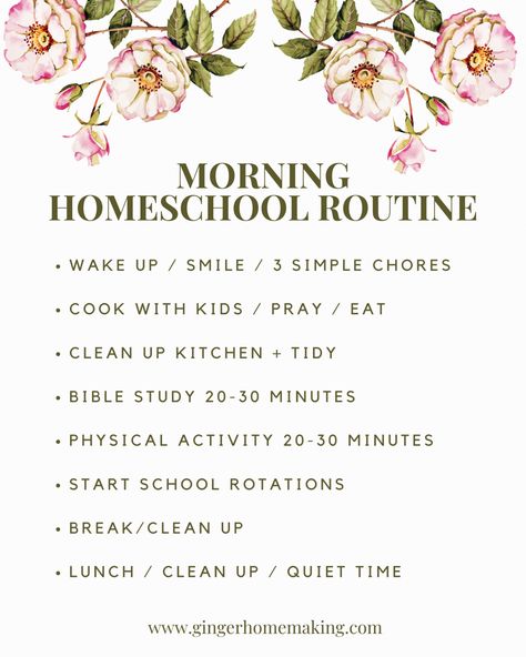 Morning Homeschool Routine - Ginger Homemaking Homeschool Room Design, Keep Your House Clean, Charlotte Mason Homeschool, Homeschool Preschool Activities, Homeschool Lesson Plans, Homeschool Routine, Toddler Homeschool, Homeschool Education, Homeschool Inspiration