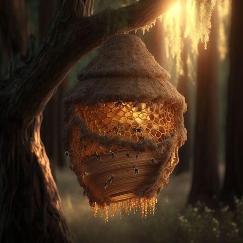 Beehive Fantasy Art, Honey And Bees Aesthetic, Bee Hive Background, Gruul Clans, Bee Hive Art, Honey And Bee, Making Honey, Honey Hive, Honey Art