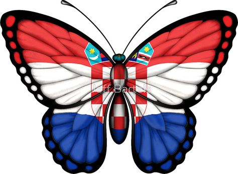 Croatian Flag Butterfly Indian Stickers, Austrian Flag, Hungarian Flag, Croatian Flag, Hungary Flag, Croatia Flag, Dutch Flag, Ballet Lessons, Small Butterfly Tattoo