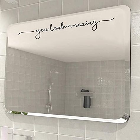 You Look Amazing Mirror Decal Vinyl Decal Bathroom Decor Shower Door Decal 18x2.5 inch Bathroom Vinyl Decals, Mirror Vinyl, Mirror Decals, Bathroom Wall Stickers, Bathroom Vinyl, Bathroom Decals, Handbags Vintage, Mirror Decal, Door Decals