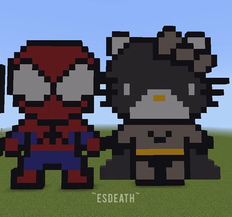 Spiderman Batman Matching Pfp, Minecraft Spiderman Build, Spiderman Minecraft Builds, Spiderman Minecraft House, Batman And Spiderman Matching Pfp, Batman Minecraft, Casas Mine, Hello Kitty Minecraft, Minecraft Valentines