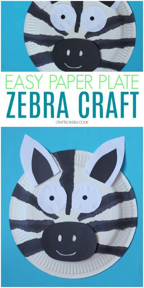 Paper Plate Zebra Zebra Craft, Safari Crafts, Animal Crafts Preschool, Zoo Crafts, Zoo Animal Crafts, Paper Plate Animals, Plate Crafts For Kids, Easy Craft For Kids, Zoo Activities