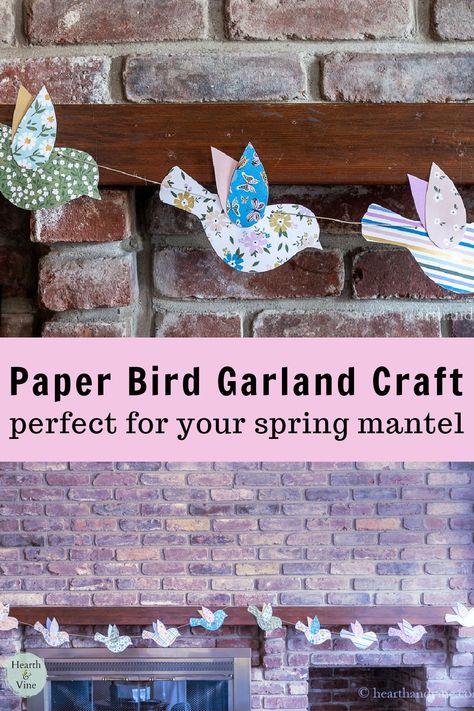 Paper Bunting Ideas, Diy Paper Garland, Bird Garland, Garland Craft, Make A Bird, Easy Bird, Diy Spring Crafts, April Crafts, Bird Template