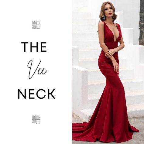 Micaah | Special Event Dresses & Gowns | Dress Necklines & Hairstyles Dress Necklines, Prom Tips, Different Necklines, Special Event Dresses, Messy Updo, Simple Ponytails, V Neck Prom Dresses, Perfect Hairstyle, Prom Style