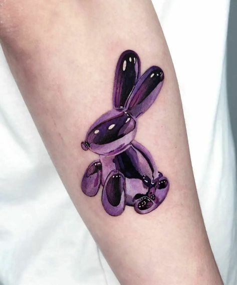 Rabbit Balloon, Collage Tattoo, Roman Tattoo, Purple Rabbit, Purple Tattoos, Freedom Tattoos, Balloon Tattoo, Realism Tattoos, Mechanic Tattoo