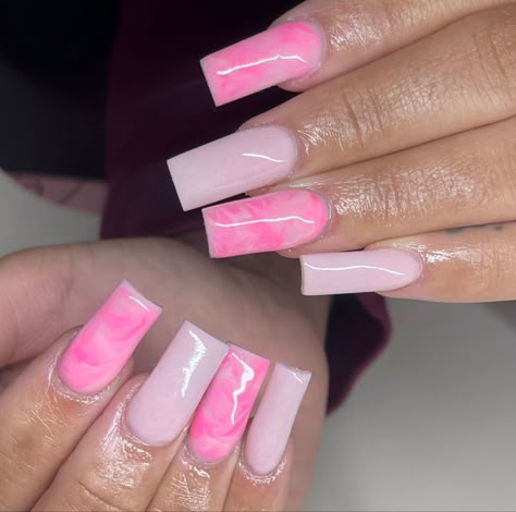 Square Acrylic Nails Birthday, Valentine Nails Pink, Marble Acrylic Nails, Ballerina Acrylic Nails, Pink Tip Nails, Solar Nails, Holiday Acrylic Nails, Overlay Nails, Turkey Photos