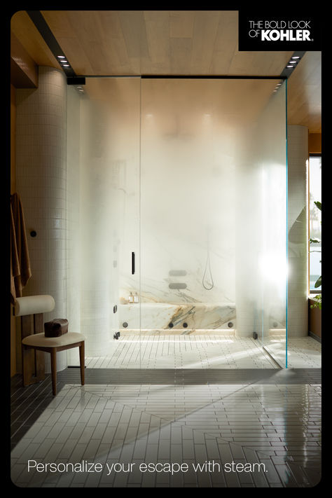 Take your shower routine to a new level of wellbeing with the immersive and purifying benefits of steam. Anthem+™ smart showering allows you to upgrade your experience by adjusting everything in your shower from one control—including steam. Preprogrammed steam therapies are connected through the digital control, taking you beyond water to new depths of relaxation. Infuse your experience with aromatherapy oils to elevate your daily ritual even further. Kohler Shower System Bathroom, Kohler Composed Bathroom, Kohler Shower System With Handheld, Kohler Shower System Build With Ferguson, Kohler Freestanding Bathtub, Kohler Shower, Dream Shower, Digital Showers, Shower Controls