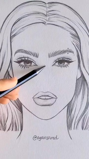 How To Sketch A Face For Beginners, Face Art Drawing, Pencil Drawings For Beginners, Drawing Tutorial Face, Drawing Eyes, Pencil Sketch Images, Nose Drawing, Design Sketchbook, 얼굴 그리기