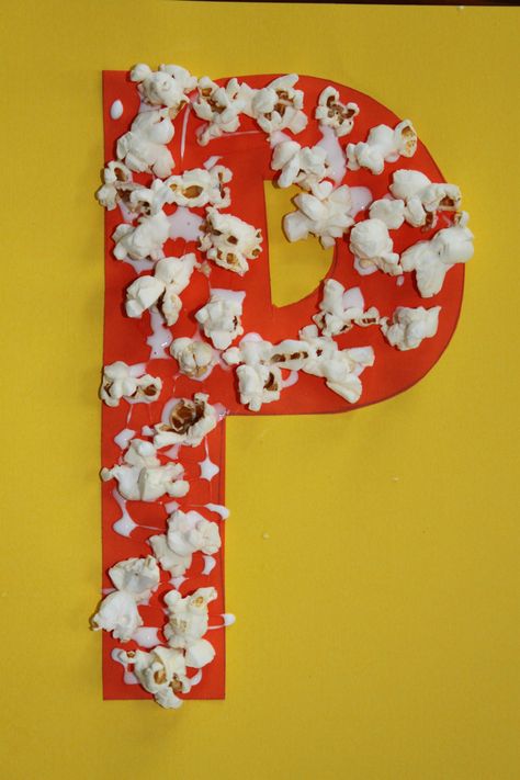 Popcorn Craft, Popcorn Crafts, Letter P Crafts, Preschool Letter Crafts, Alphabet Crafts Preschool, Abc Crafts, Alphabet Letter Crafts, The Letter P, Arts And Crafts For Adults