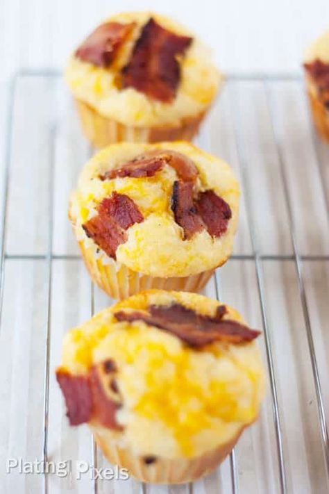 Cornbread Breakfast, Easy Breakfast Muffins, Bacon Cornbread, Cornmeal Recipes, Cornmeal Muffins, Egg Muffins Breakfast, Bacon And Cheese, Cornbread Muffins, Bacon Egg And Cheese