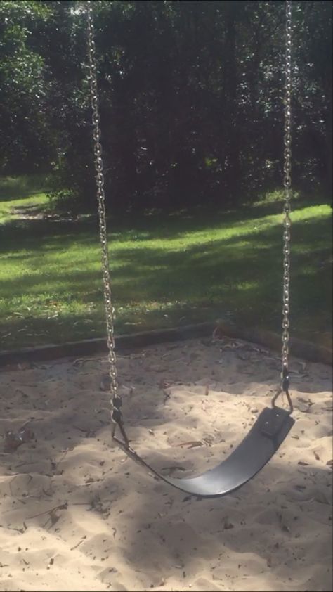 #park #aesthetic #cottagecore #swing Swings Playground Aesthetic, Aesthetic Childhood Memories, Childhood Sleepover Aesthetic, Warm Childhood Aesthetic, Childhood Sleepover, Park Playground Aesthetic, Playground Nostalgia, Swings Aesthetic, Nostalgia Aesthetic Photography