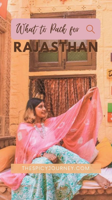 This Rajasthan travel fashion guide lists the clothing items you can pack for a Rajasthan trip to places like Jaipur, Udaipur, Jaisalmer, Jodhpur, Pushkar in Rajasthan India. Apart from listing the clothes to wear in Rajasthan and the best things to pack for Rajasthan, this is also a fashion guide. You won't have to stress about what to wear in Jaipur or Udaipur or any other place after reading this perfect travel fashion guide! #rajasthan #jaipur #udaipur #jaisalmer #jodhpur #pushkar #fashion Rajasthan Clothes, Rajasthan Trip, Rajasthan Travel, Jaipur Travel, Things To Pack, Travel Destinations In India, Rajasthan Jaipur, India Travel Places, India Travel Guide