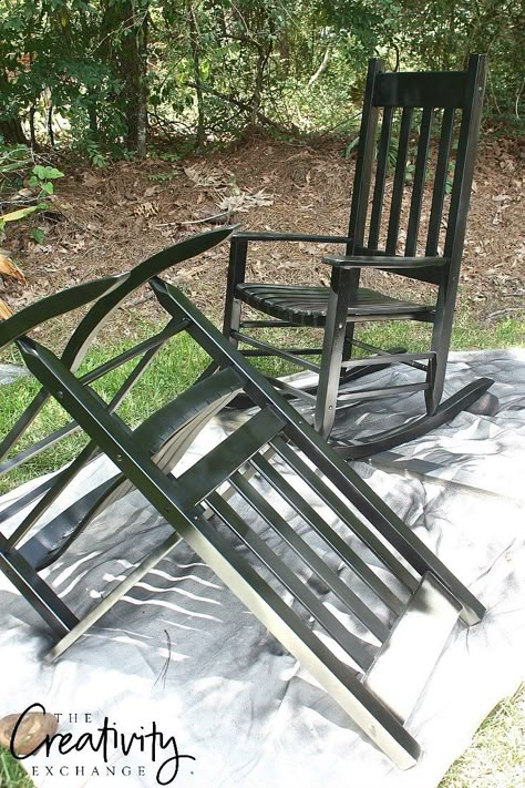 Painting Outdoor Wood Furniture, Painting Metal Outdoor Furniture, Painting Outdoor Furniture, Outdoor Furniture Makeover, Rocking Chair Makeover, Painted Outdoor Furniture, Used Outdoor Furniture, Painting Wooden Furniture, Metal Outdoor Furniture