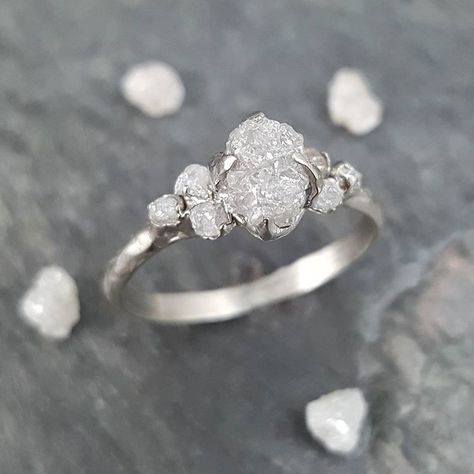 Raw Rough conflict free diamonds in recycled white gold #rawgem #sayyes #ido Frozen Wedding, Raw Diamond Rings, Raw Diamond Engagement Rings, The Bling Ring, Ring Trends, 100th Anniversary, Raw Diamond, Eternity Band Diamond, Gold Engagement Rings