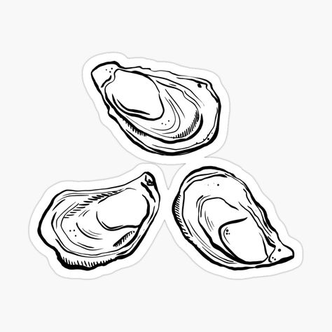 Get my art printed on awesome products. Support me at Redbubble #RBandME: https://www.redbubble.com/i/sticker/Oysters-BandW-by-alexnoellejones/160779604.JCQM3?asc=u Oysters Illustration, Oyster Illustration, Shell Illustration, Oyster Shell, My Art, Awesome Products, Art Prints, For Sale, Art