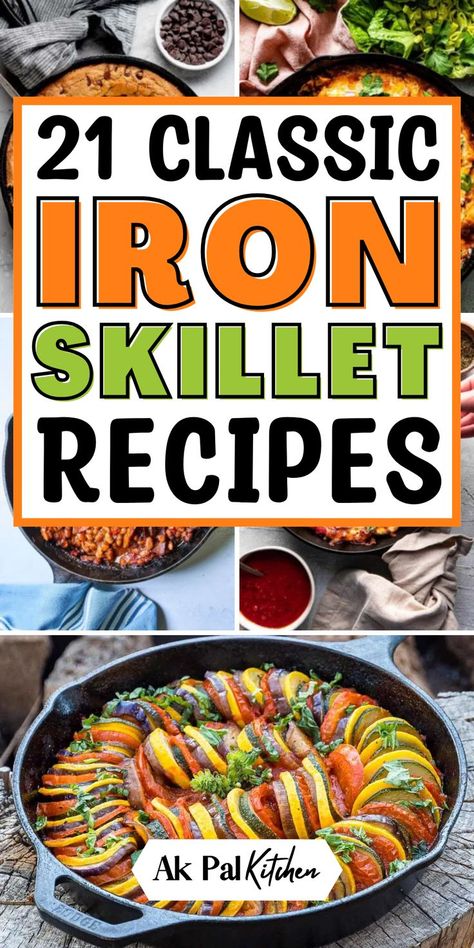 Elevate your cooking with these delicious iron skillet recipes! From skillet cornbread and cast-iron pizza to skillet chicken pot pie and apple crisp, these iron skillet dishes are versatile and easy to make. Try one-pan meals, cast-iron breakfasts, or skillet casseroles for any occasion. Perfect for hearty dinners or quick desserts, these recipes make the most of your cast-iron skillet! 1 Pan Skillet Meals, Cast Iron Skillet Side Dishes, Cast Iron Skillet Hamburger Recipes, Cooking With A Cast Iron Skillet, Casket Iron Skillet Recipes, One Skillet Recipes Easy, Chicken In Cast Iron Skillet, Easy One Skillet Meals, Skillet Breakfast Recipes