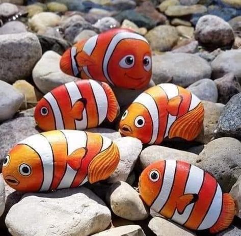 Fish Rocks, Painted Rock Animals, Art Pierre, Painted Rocks Kids, Rock And Pebbles, Painted Rocks Craft, Painted Rocks Diy, Rock Painting Ideas Easy, Rock Painting Patterns