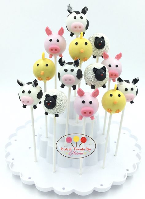 Farm/Barn Animal Cake Pops Farm Cake Pops Animals, Barnyard Cake Pops, Farm Animals Cake Pops, Farm Theme Cake Pops, Farm Cake Pops, Farm Animal Cake Pops, Animal Cake Pops, Farm Birthday Cakes, Barnyard Cake