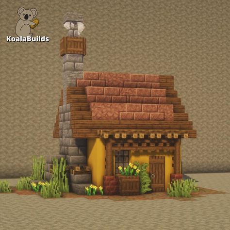 Minecraft Village Survival, Minecraft Villager House Design, Small Cool Minecraft Builds, Small Cottage Core House Minecraft, Tiny Minecraft House Ideas, Small Minecraft Cottage Tutorial, Min3craft House Ideas, Minecraft Masa House, Easy Minecraft Village Houses