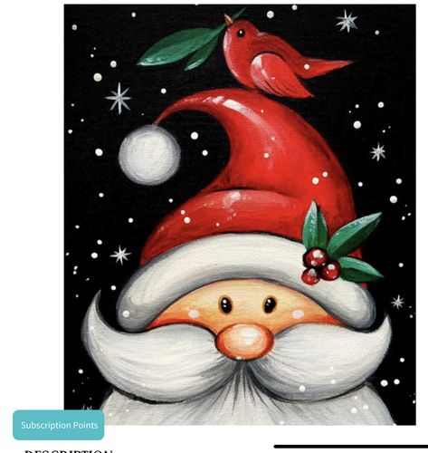 Christmas Nomes Paintings Easy, Santa Faces To Paint Simple, Santa Paintings On Canvas Easy, Santa Clause Paintings, Holiday Painting Ideas On Canvas, Santa Faces To Paint, Santa Paintings On Canvas, Easy Santa Painting, Valentine Painting Ideas