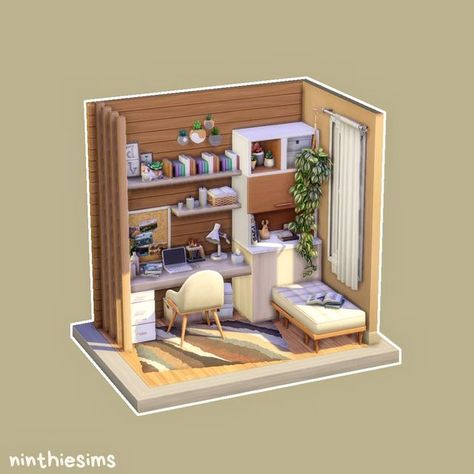 ninthies on Instagram: "Hello!🌿🤗 Now I will probably post less often because I am starting my exam session soon🥲 Today I present to you this tiny Study Nook that I created! Hope you like it!🤍 This room is now available in the gallery! Gallery ID: ninthies #sims #sims4 #sims4house #sims4housebuild #thesims #thesims4 #thesims4house #thesims4build #thesims4builds #thesims4nocc #ts4 #ts4build #ts4house #ts4nocc #showusyourbuilds #ts4builds #showmeyourbuilds #simstagram #sims #simshouse #sims4bui Sims Study Room, Sims Study Room Ideas, Sims 4 Lounge Room Ideas, Sims 4 Tiny House Inspiration, Sims House Outside, Sims 4 Cc Build Mode Living Room, The Sims 4 Study Room, Sims Student House, Sims 4 Activity Room