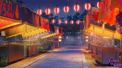 ArtStation - Matsuri Japanese Festival Aesthetic, Japanese Festival Anime, Anime Festival, Japanese Festival Anime Background, Japanese Summer Festival Aesthetic, Japanese Summer Festival, Japan Summer Festival Aesthetic, Kowloon Walled City, Matsuri Festival