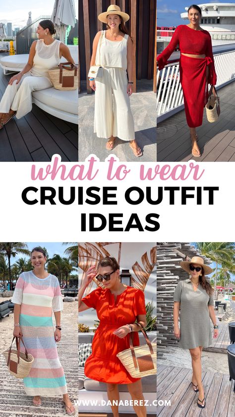 Planning your cruise wardrobe? Get inspired with these stylish cruise outfit ideas for women—perfect for daytime excursions, elegant dinners, and lounging by the pool! From chic cruise dresses to casual yet trendy resort wear, discover must-have pieces that keep you looking fabulous while staying comfortable. Whether you're setting sail to the Caribbean or exploring the Mediterranean, these cruise fashion tips will help you pack smart and stylish. Save this pin for your next vacation! Women Cruise Outfits, Cruise Outfits For Women, Cruise Outfits Caribbean, Cruise Outfit Ideas, Cruise Dresses, Cruise Wardrobe, Elegant Dinners, Cruise Fashion, Cruise Dress