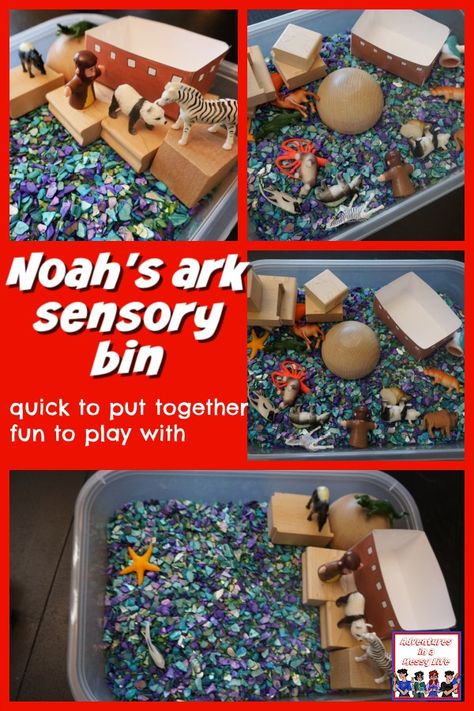 Noah's ark sensory bin Noah’s Ark Sensory Bin, Noah's Ark Sensory Bin, Noah’s Ark Preschool, Noah's Ark Preschool Activities, Bible Story Sensory Bins, Noahs Ark Preschool, Noahs Ark Activities, Homeschool Bible Curriculum, Ark Craft