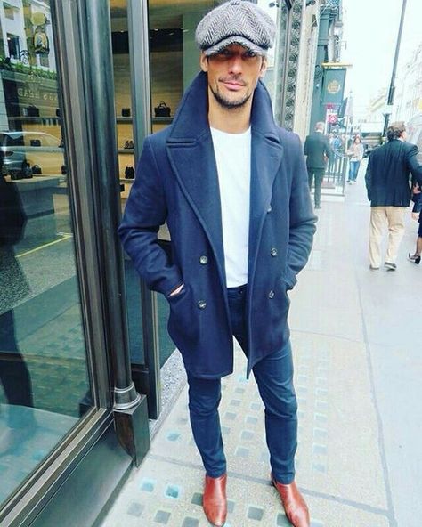 Peacoat Outfits, Men Peacoat, Walking Clothes, David Gandy Style, Peacoat Outfit, Best Mens Fashion, David Gandy, Sharp Dressed Man, Mens Winter Fashion