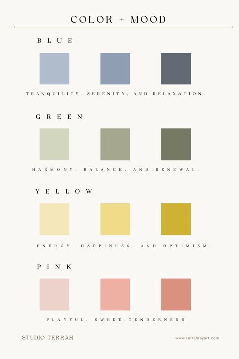 Chakra Color Palette, Color Psychology Interior Design, Fine Art Studio, Monochromatic Palette, Chakra Colors, Organic Colors, Interior Paint Colors, Inspiring Spaces, Paint Colours