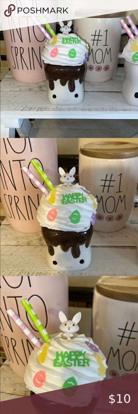 Marshmallow Mug Easter Decorated Faux Whipped Cream Topper Faux Whipped Cream, Message Me, Whipped Cream, Happy Easter, Easter, Mug, Cream, Cake, 10 Things