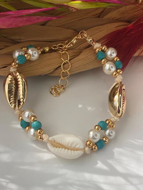 Sea Shells Bracelet, Sea Themed Jewelry, Beach Theme Jewelry, Sea Shell Bracelet, Sea Bracelet, Hawaiian Ocean, Trending Jewellery, Bracelet Ocean, Beachy Bracelets