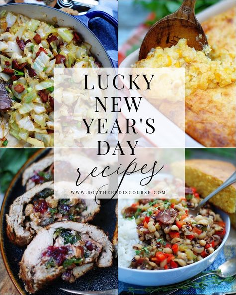 Lucky New Year's Day Recipes - Southern Discourse New Years Day Recipe, Southern Coleslaw, Thanksgiving Main Dish, New Years Day Meal, Roasted Cabbage Steaks, Sweet Potato Cornbread, Southern Side Dishes, Hot Drinks Recipes, Classic Cookies Recipes