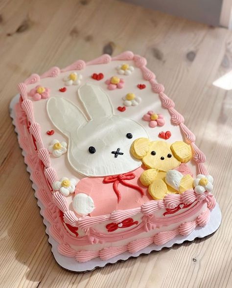 Summer Birthday Cakes, Miffy Birthday, Miffy Cake, Baking Cute, Summer Birthday Cake, Kawaii Dessert, Funny Birthday Cakes, Kawaii Cooking, Prom Theme