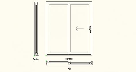 Sliding patio doors plan and elevation detail layout file Sliding Door Dimension, Sliding Door Elevation, Sliding Door Drawing, Sliding Door Plan, Autocad Layout, Plan And Elevation, Stacking Doors, Architects Desk, Door And Window Design