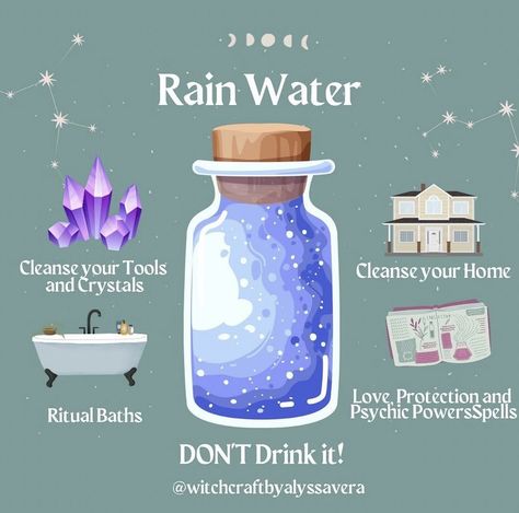 Rain Water Magic, How To Make Rain Water Witchcraft, Rainy Day Witchcraft, Rain Water Spells, Rain Witchcraft, Rain Ritual, Storm Magick, Rain Water Witchcraft, Magick Waters